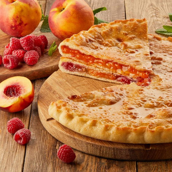 С персиком и малиной