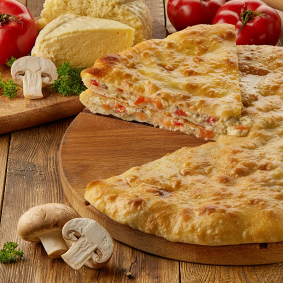 С сыром, грибами и помидорами